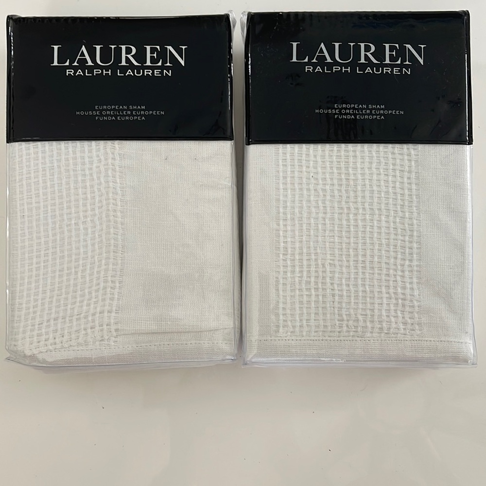 New Ralph Lauren Texture Stripe White European Sham Set of 2. $270